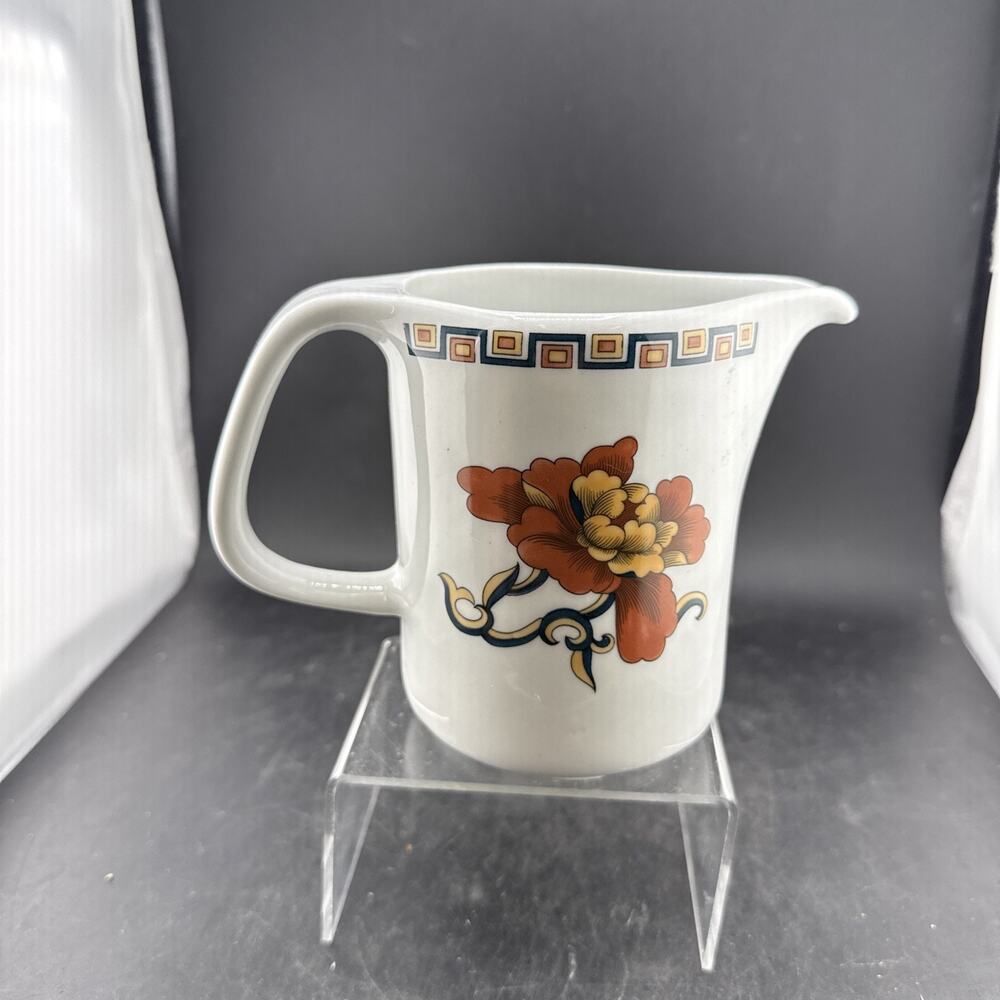 Vintage Sarreguemines Syracuse Creamer Pitcher 1970s French Art Pottery Flower